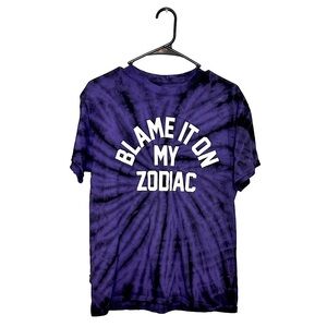 Purple and Black Tie-Dye “Blame it on my Zodiac” T-Shirt